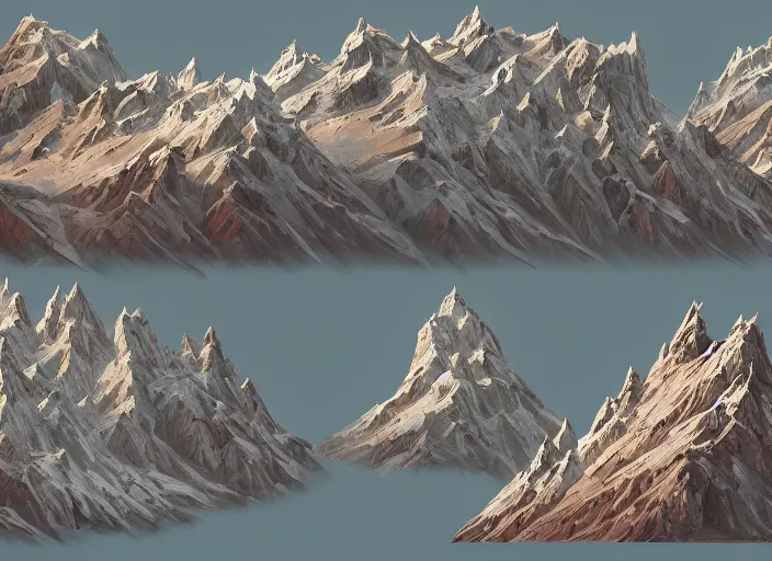 Image similar to set of mountains, concept art by senior environment artist, polycount, environmental art, concept art, # vfxfriday