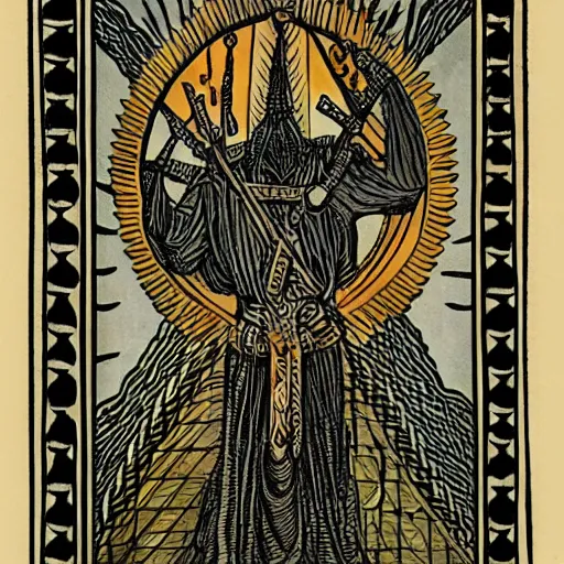 Image similar to Tarot Card, occult, tribal, symbolism, bones, highly detailed