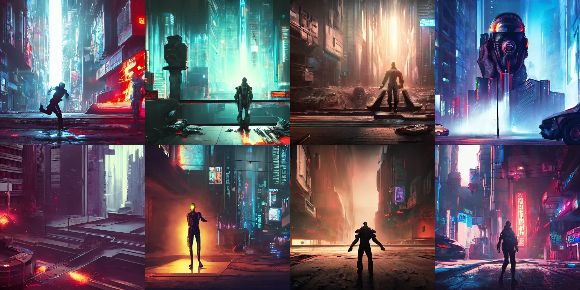 Prompt: an epic fantastic realism comic book style painting of the dissolution of the ego, cyberpunk, concept art, unreal 5, octane render, dynamic lighting