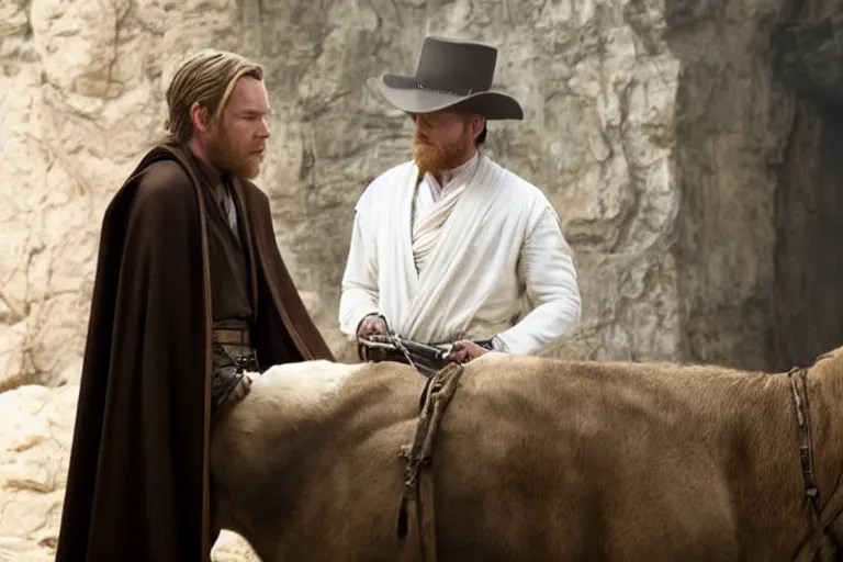 Image similar to Ewan McGregor as Obi-Wan Kenobi creating Delores in the Westworld tv show