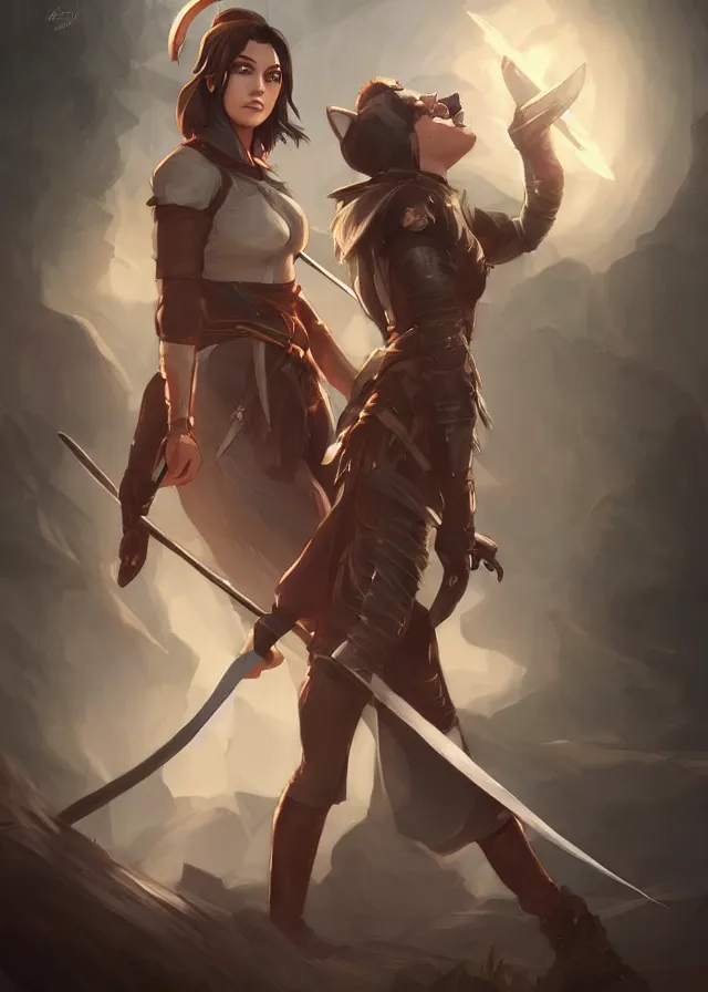 Prompt: the sacred raccoon will guide her choosen knight, by artgerm, charlie bowater, inspired by dragon age inquisition featured on artstation