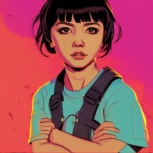 Prompt: a study of cell shaded portrait of Isabela Moner as dora the explorer, concept art, illustration, post grunge, concept art by josan gonzales and wlop, by james jean, Victo ngai, David Rubín, Mike Mignola, Laurie Greasley, highly detailed, sharp focus, alien, hard light, minimal color palette, Trending on Artstation, HQ, deviantart, art by artgem