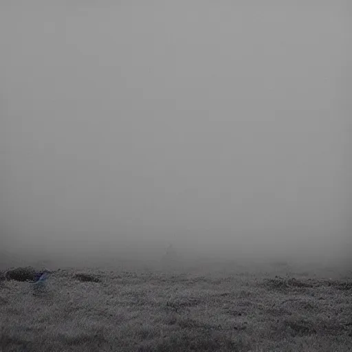 Prompt: old black and white photo of a distant giant monster peeking through the fog, creepy, scary, surreal,