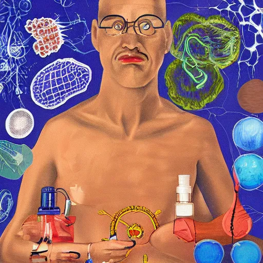 Image similar to a scientist discovered in his laboratory the cure for cancer. digital art. oil in painting.