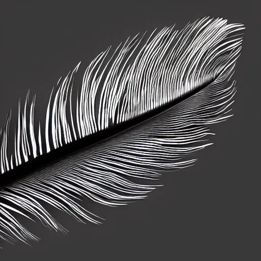 Image similar to feather, fluid art style, black background, octane render