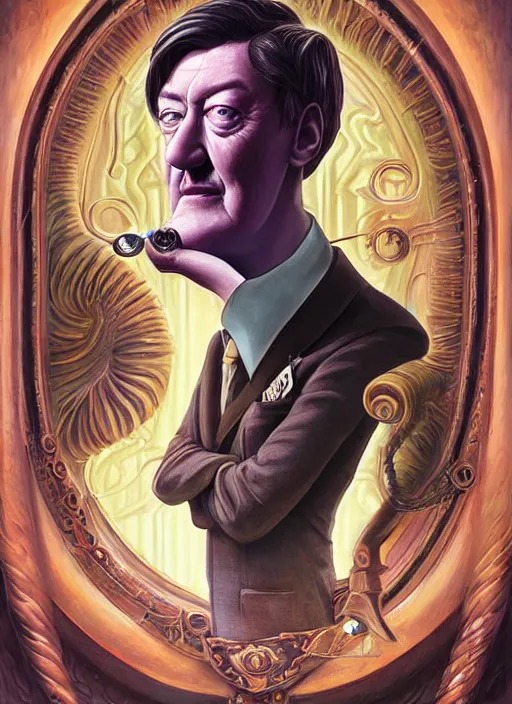 Prompt: lovecraftian portrait of stephen fry, pixar style, by tristan eaton stanley artgerm and tom bagshaw