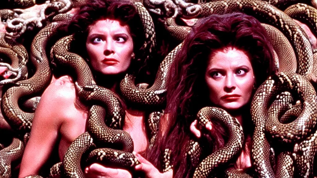 Image similar to medusa, with snakes for hair, still from the movie the thing ( 1 9 8 1 )