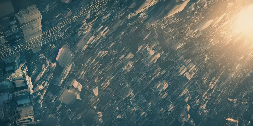 Image similar to cinematic street shot of a antigravity future flying city saint petersburg on earth orbit, telephoto, anamorphic cinematography, beautiful composition, color theory, leading lines, photorealistic, moody volumetric lighting