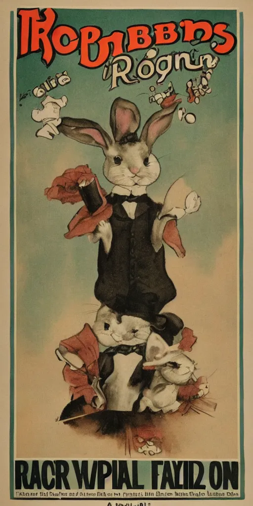 Prompt: a 1 9 0 0 s poster advertising a famous rabbit composer