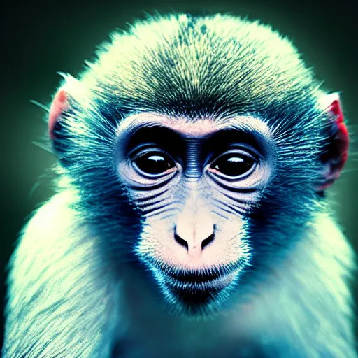 Prompt: astraunaute monkey, deep photo, background soft blue