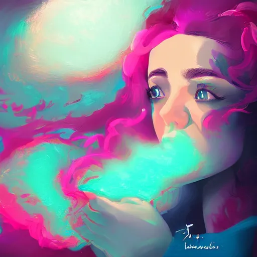 Image similar to the cotton candy kiss of transcendental bliss, in the style of pascal blanche from artstation, digital art