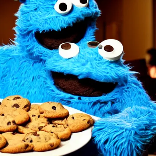 Prompt: cookie monster at a buffet