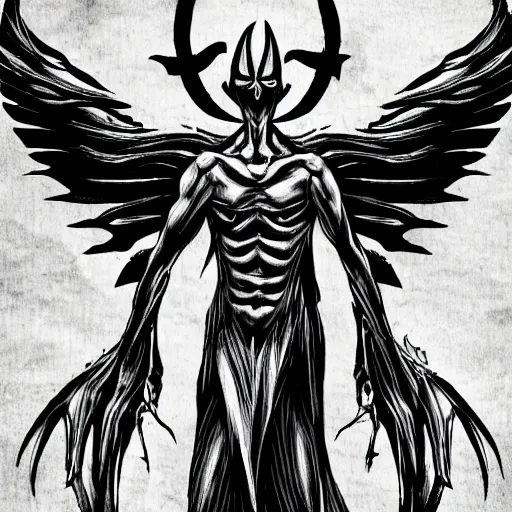 Image similar to half demon half angel divided vertically down the center