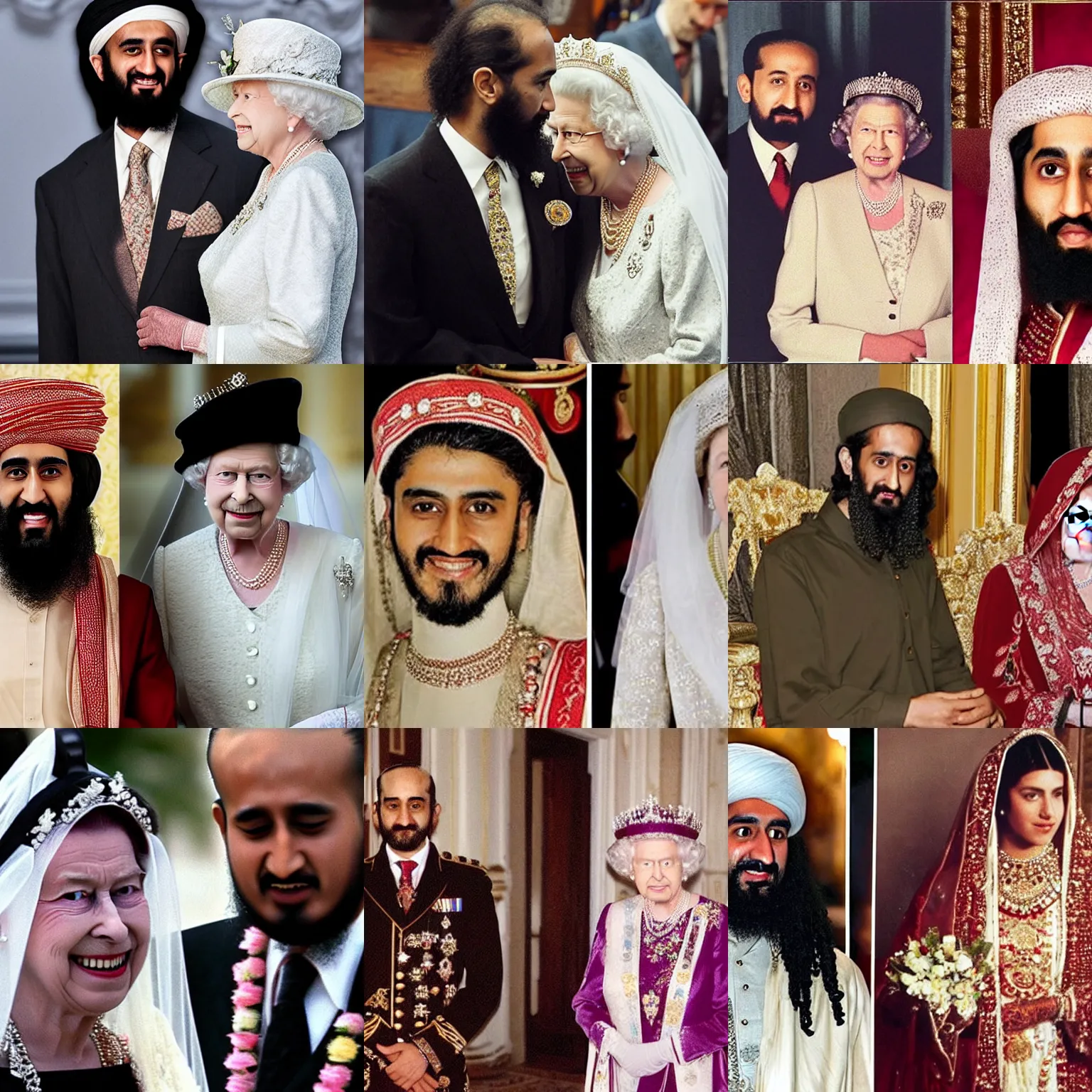 Prompt: bin laden getting married to queen elizabeth