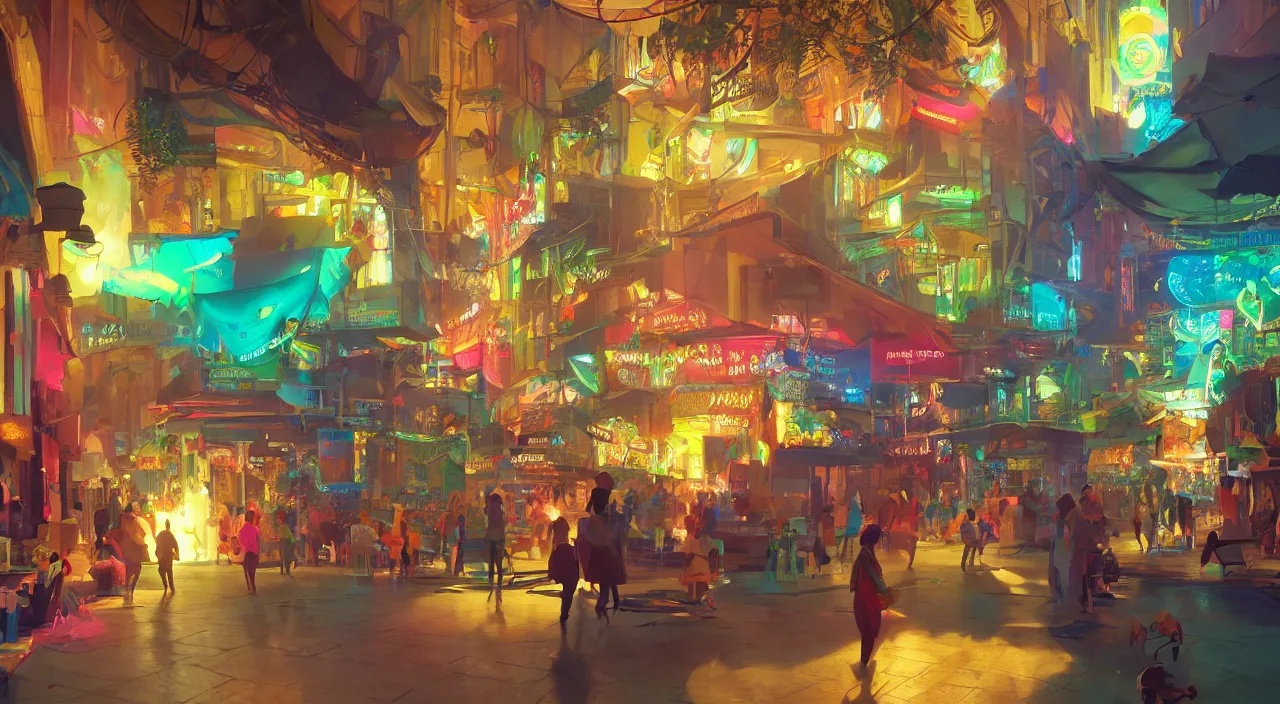 Image similar to bazaar zouk oriantal multicolorful sky shine place mosquet painting stylized digital video game icon global illumination ray tracing 8 k hd resolution, by ilya kuvshinov and cushart krentz and gilleard james