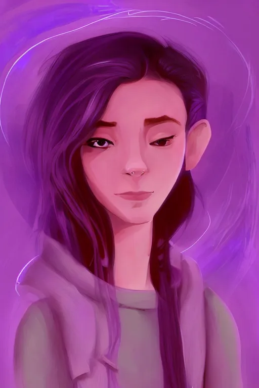 Prompt: Portrait of JaidenAnimations\'s cartoon avatar, abstract purple lighting, intricate, elegant, somber, highly detailed, digital painting, artstation, smooth, sharp focus, illustration