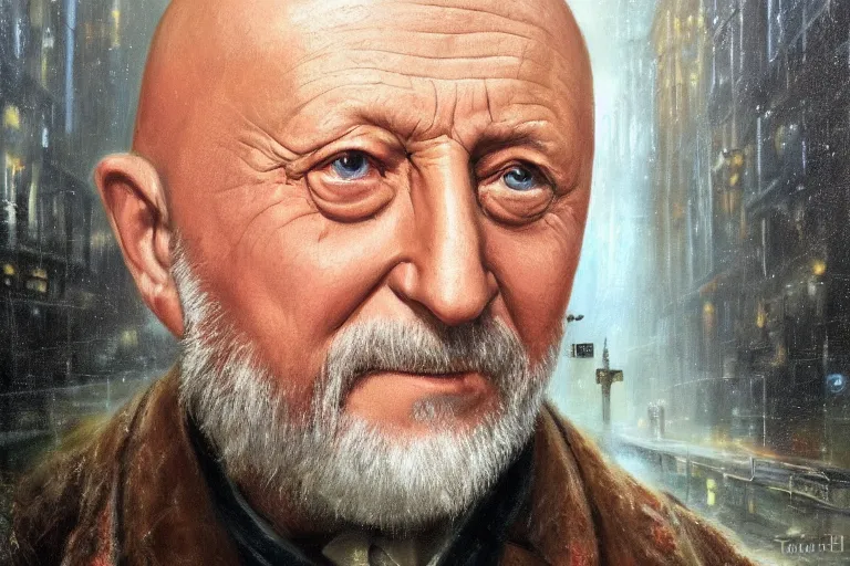 Image similar to portrait of donald pleasents in an overcoat outside smiths grove, an oil painting by ross tran and thomas kincade