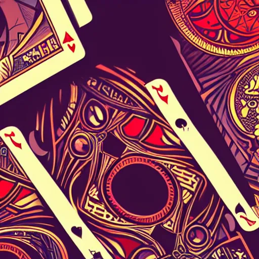 Image similar to detailed illustration of poker cards by alena aenami and annato finnstark