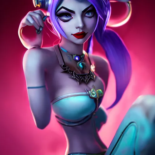 Prompt: Jinx from League of Legends, by Fortiche Studio, by Riot Games, Arcane from Netflix, unreal engine hauntingly beautiful character art,fine details, realistic shaded, fine-face, pretty face