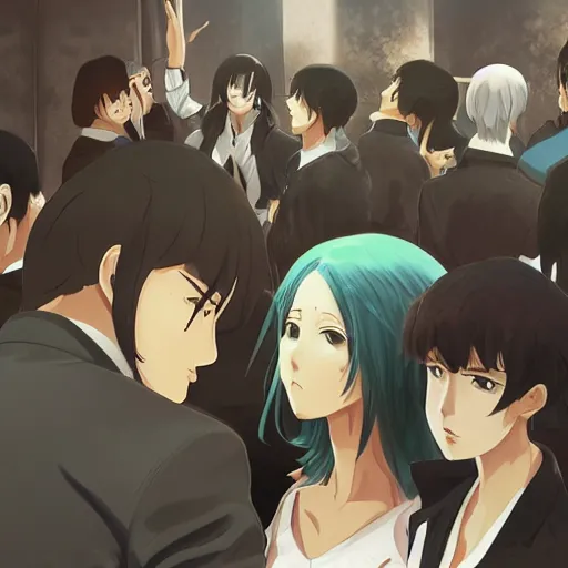 Image similar to The Conferences of the Mafia Ruler, Anime concept art by Makoto Shinkai