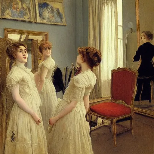 Image similar to dressing room by alfred stevens