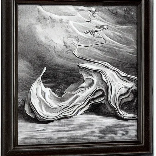 Image similar to Melting Watches by Salvador Dali and Gustave Doré,