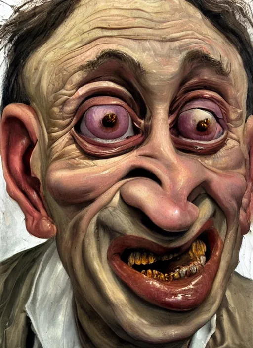 Prompt: Real life Trollface, painted by Lucian Freud, highly detailed, 8k