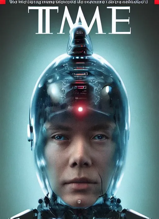 Image similar to TIME magazine cover, the coming AI singularity, 4k