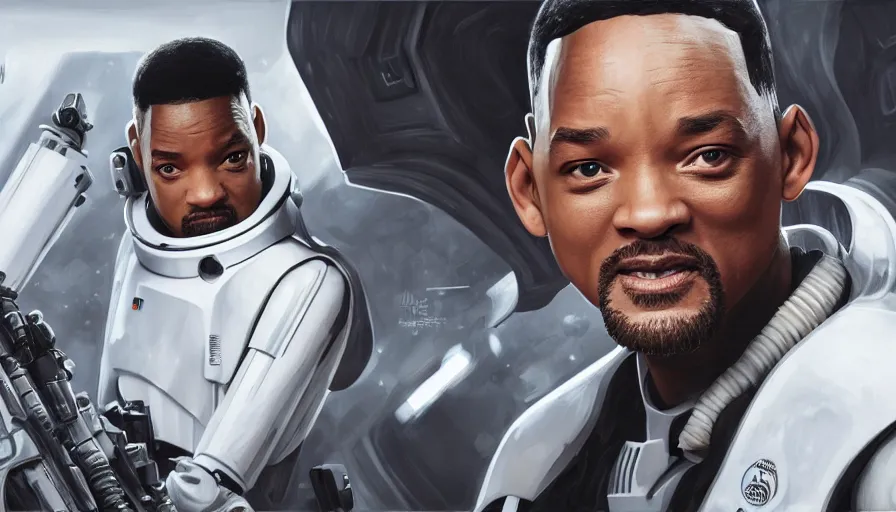 Prompt: will smith in star wars, white background, realistic, hyperdetailed, artstation, cgsociety, 8 k