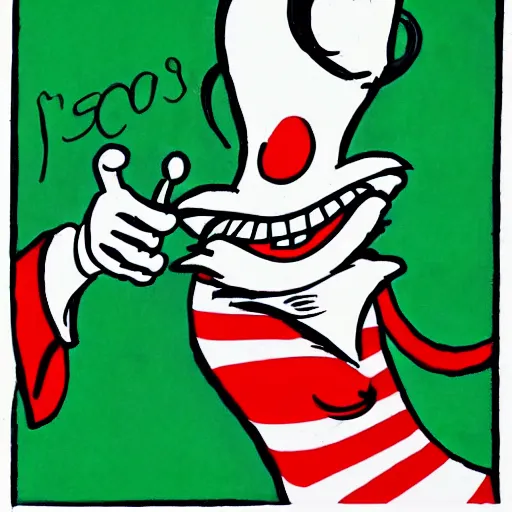 Image similar to drawing of a clown by dr seuss