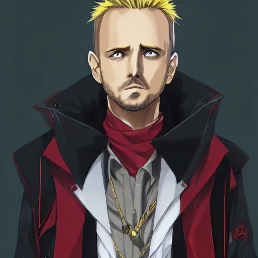 Image similar to portrait of jesse pinkman cosplaying alucard anime fantasy illustration by tomoyuki yamasaki, kyoto studio, madhouse, ufotable, trending on artstation