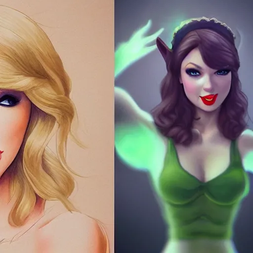 Prompt: Taylor swift cosplaying as shrek, by artgerm, deviantart