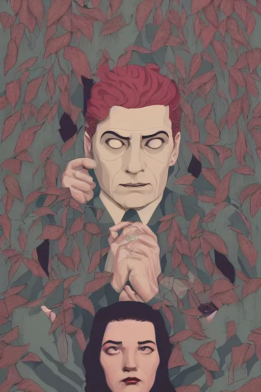 Prompt: Twin Peaks artwork by Tomer Hanuka