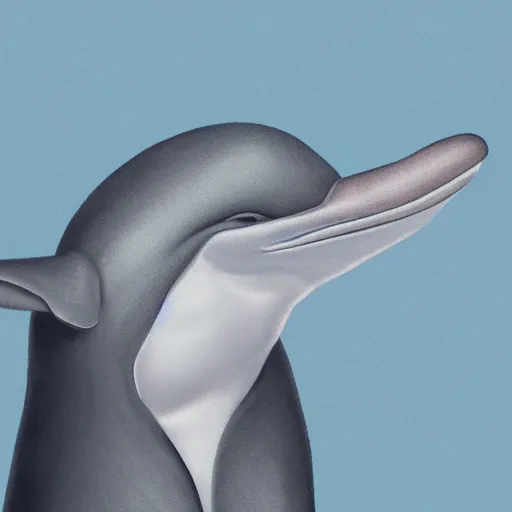 Image similar to An anthropomorphic grey dolphin wearing a white lab-coat, digital painting, close-up