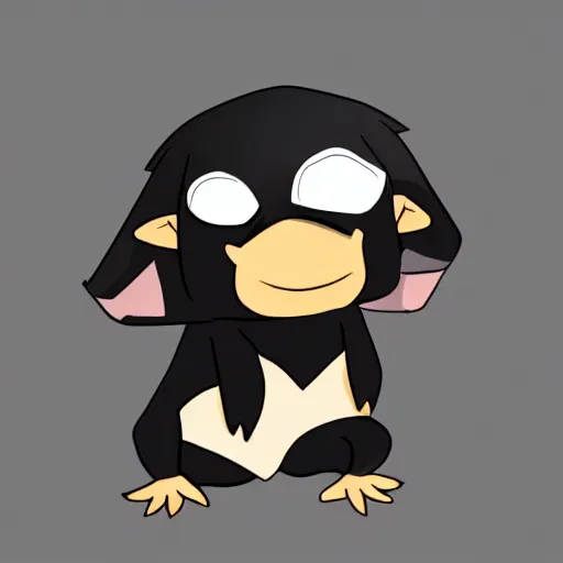 Image similar to character design of cute niffler, cartoon style, like goblin nft