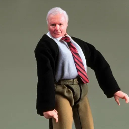 Prompt: sir david attenborough as a 1 9 8 0 s wrestling action figure