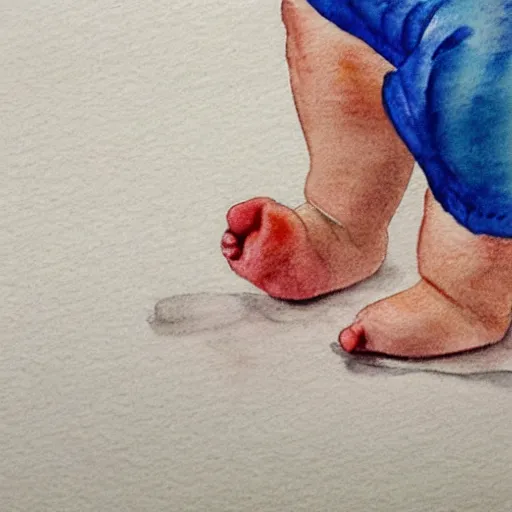 Image similar to a baby's foot, watercolour