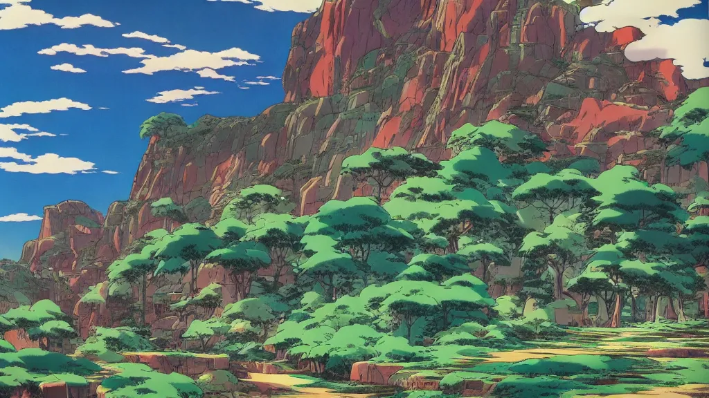 Prompt: beautiful landscape scenery by jack kirby, anime poster, cel shaded