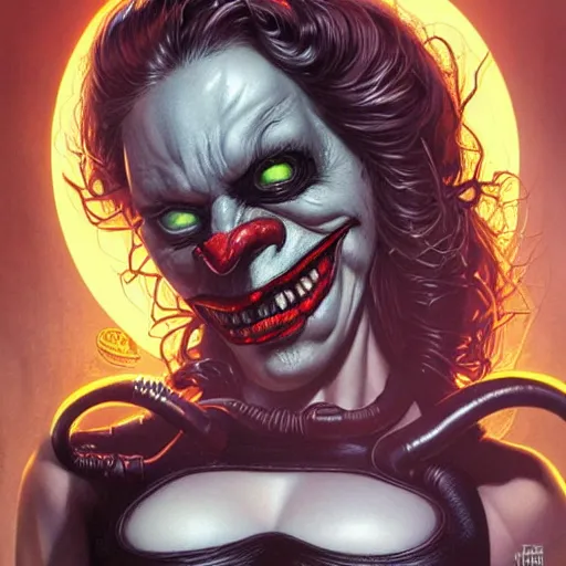 Image similar to lofi giger scorn joker portrait of shehulk, pixar style, by tristan eaton stanley artgerm and tom bagshaw.