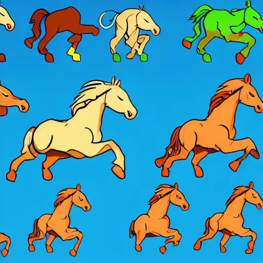 Prompt: animation sprite sheet of a running horse