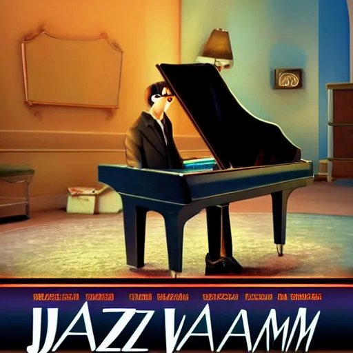 Prompt: Bill Evans Pixar Movie, jazzman, pianist, 3D animated