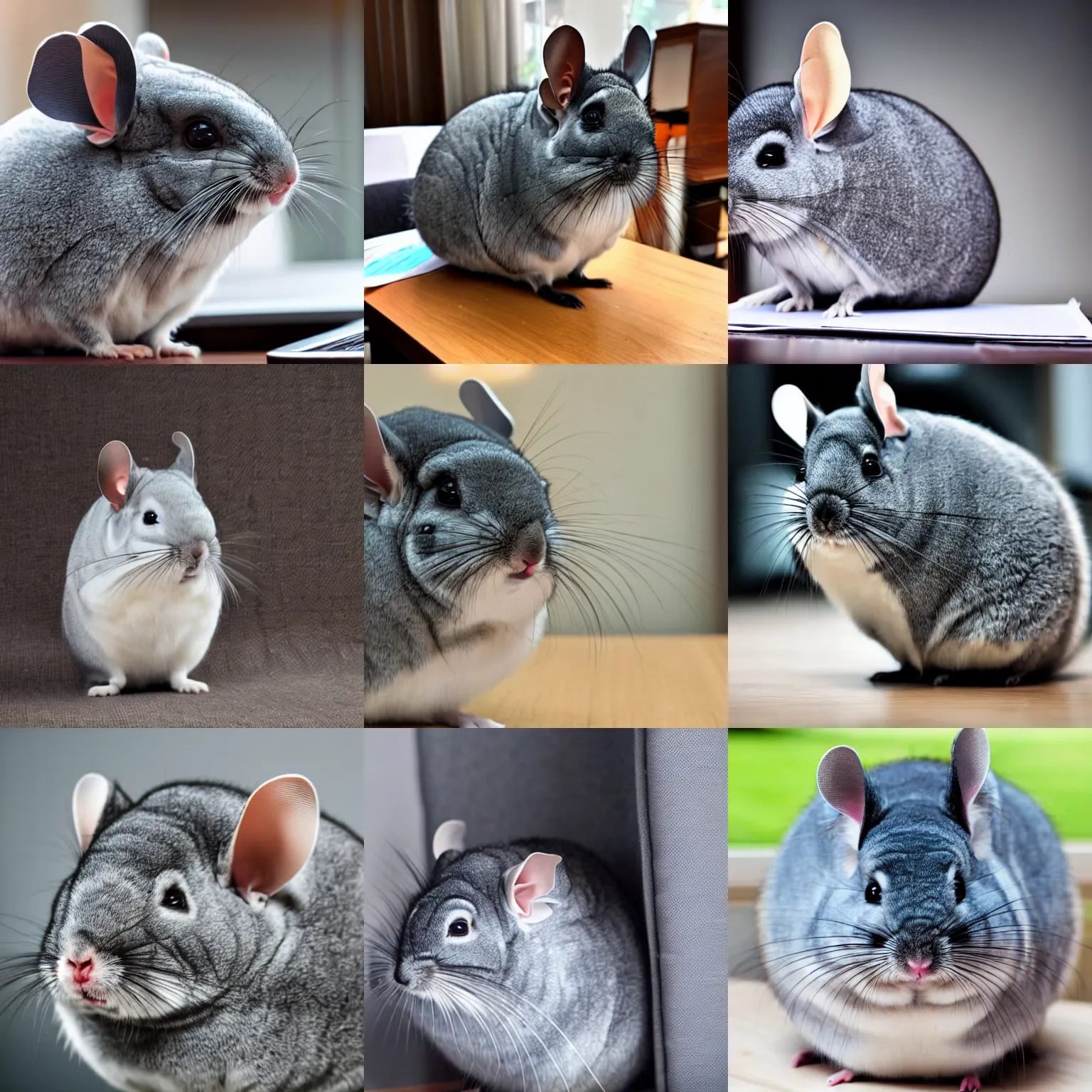Prompt: a Chinchilla wearing a business suit