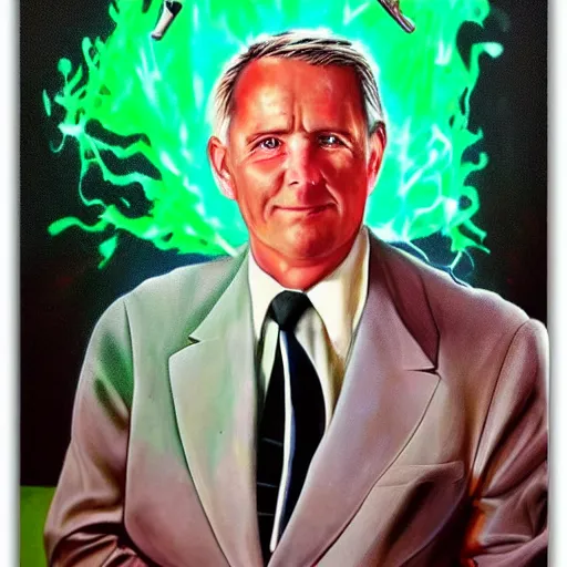 Prompt: airbrushed portrait of 'The Final Boss of Golf'