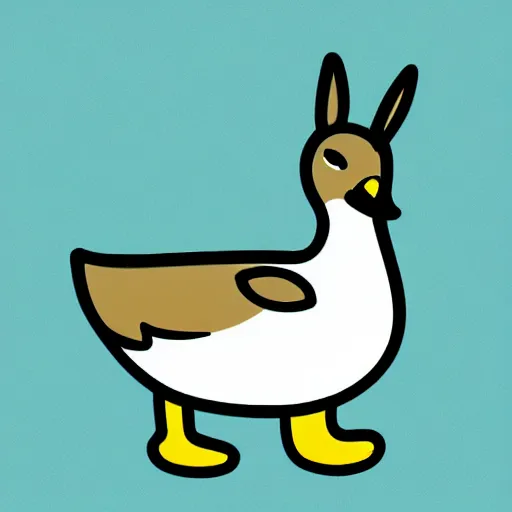 Image similar to icon of a duckrabbit, half duck half bunny, flat color, teal background