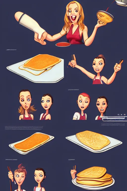 Image similar to kylie minogue making pancakes, animation pixar style, by pendleton ward, magali villeneuve, artgerm, rob rey and kentaro miura style, golden ratio, trending on art station