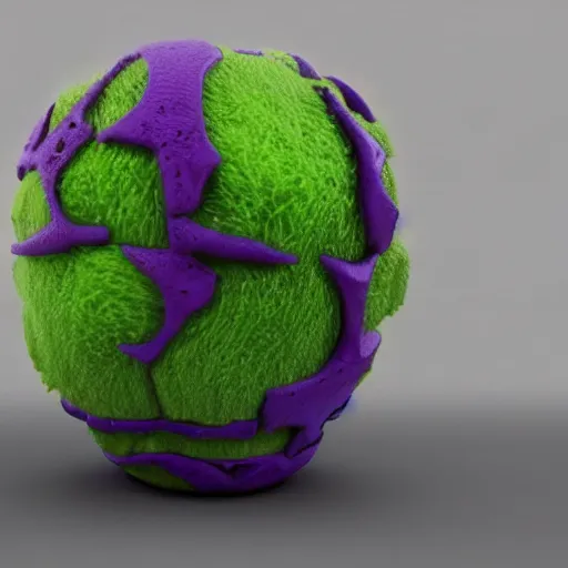 Image similar to high quality 3 d render cyberpunk very tennis ball monster highly detailed, unreal engine cinematic smooth, in the style of blade runner & detective pikachu, hannah yata charlie immer, purple light, low angle, uhd 8 k, sharp focus