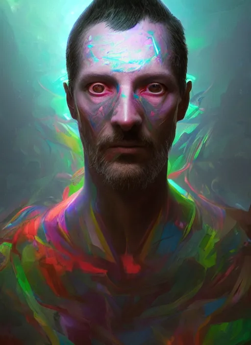 Prompt: psychedelic portrait of an interdimensional god, unreal engine, vray ray - traced 3 d render, greg rutkowski, brush strokes