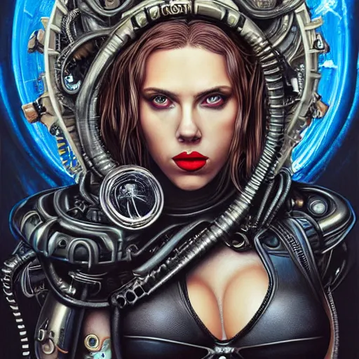 Prompt: lofi giger venom steampunk portrait of scarlett johansson in bikini, Pixar style, by Tristan Eaton Stanley Artgerm and Tom Bagshaw.