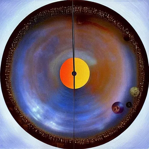 Image similar to planets in a pan looking like a clock by salvador dali painting