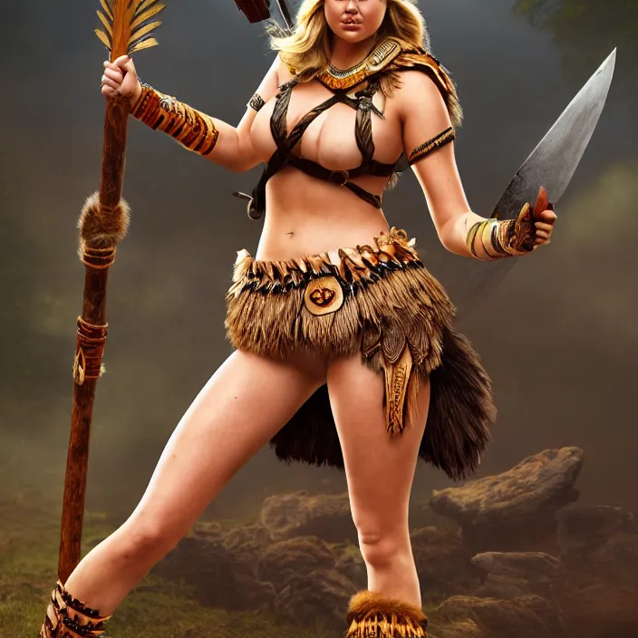 Prompt: full body photograph of kate upton as an amazon warrior. Extremely detailed. 8k